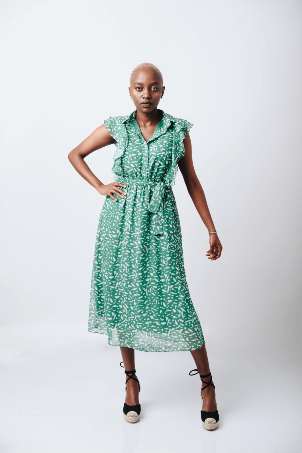 Green ditsy dress hot sale