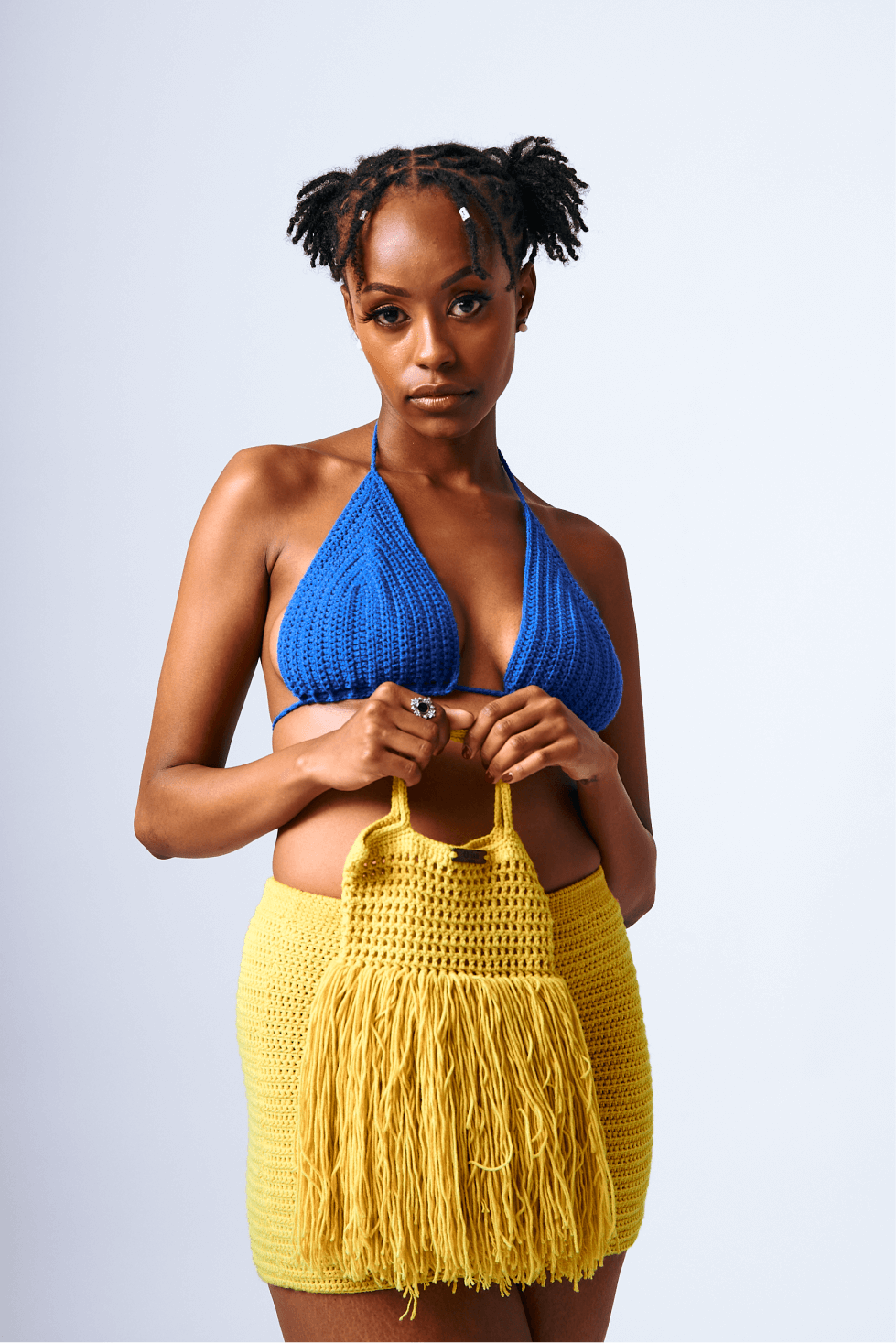 Yellow crochet hot sale bikini top