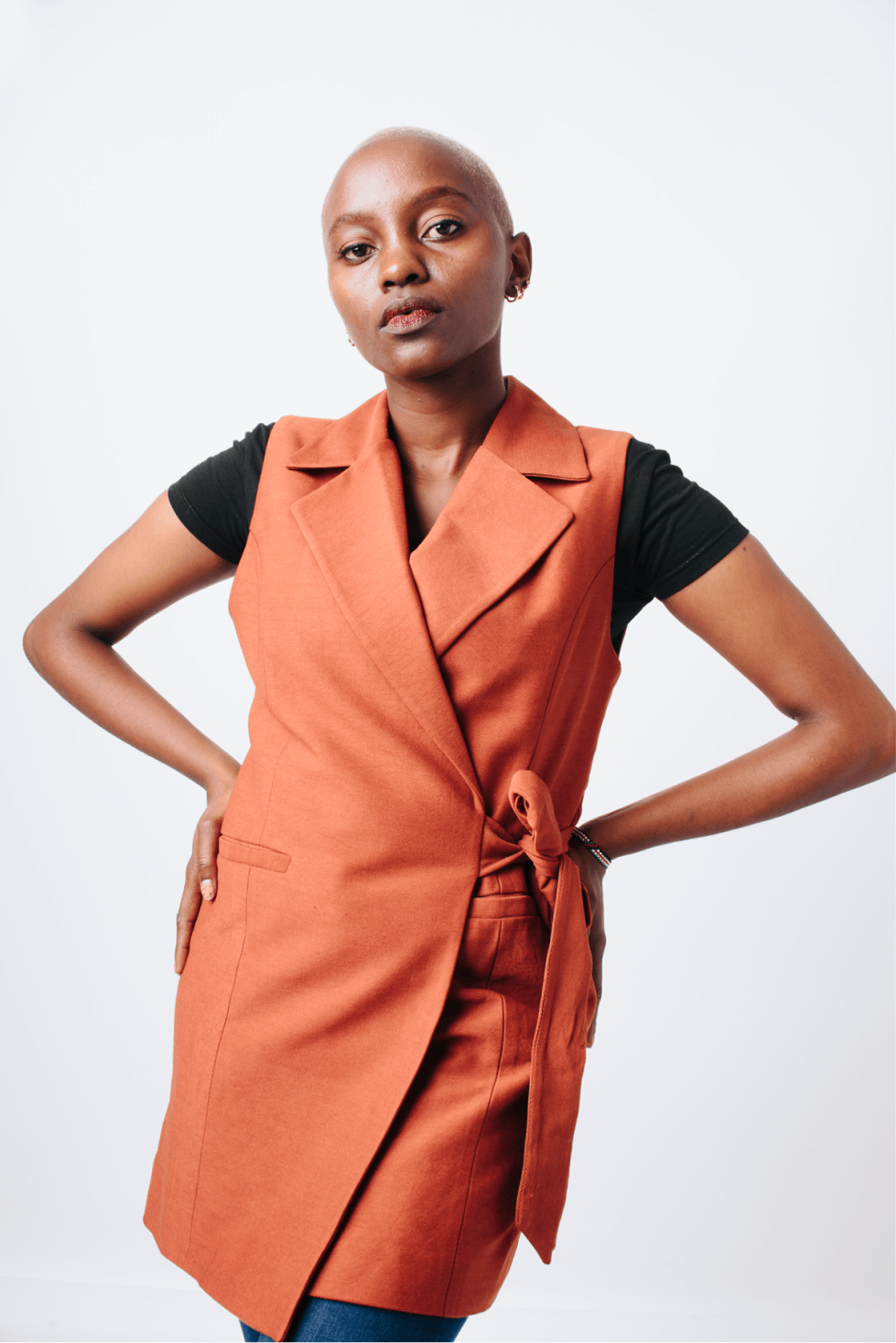 Shop Sleeveless Blazer with Tie Waist by The Fashion Frenzy on Arrai. Discover stylish, affordable clothing, jewelry, handbags and unique handmade pieces from top Kenyan & African fashion brands prioritising sustainability and quality craftsmanship.
