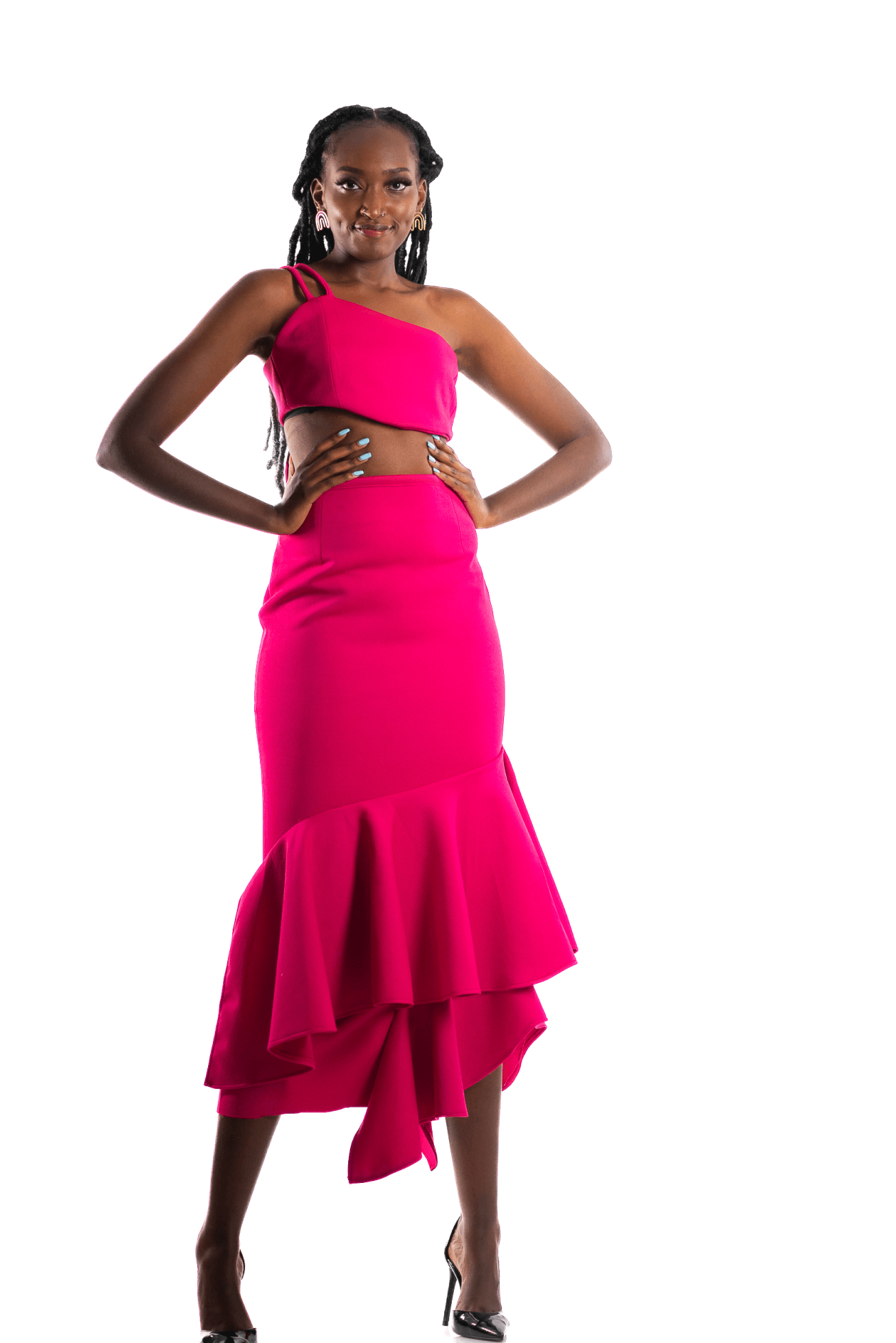 Shop Set of 2 Ruffle Maxi Skirt Corset Crop Top by Eva Wambutu