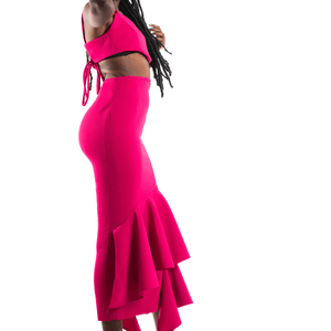 Shop Set of 2: Ruffle Maxi Skirt & Corset Crop Top by Eva Wambutu on Arrai. Discover stylish, affordable clothing, jewelry, handbags and unique handmade pieces from top Kenyan & African fashion brands prioritising sustainability and quality craftsmanship.