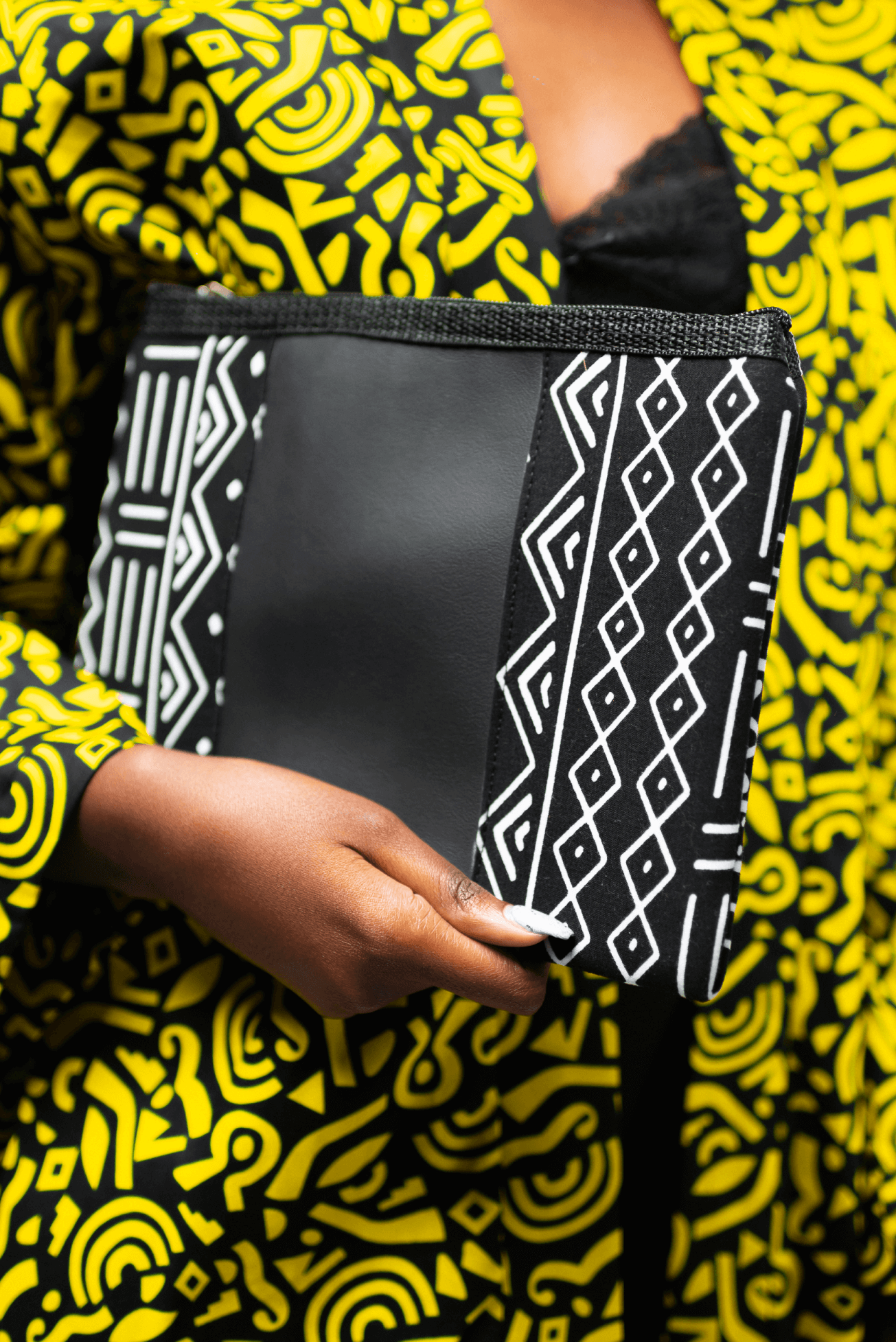 Black sales white clutch