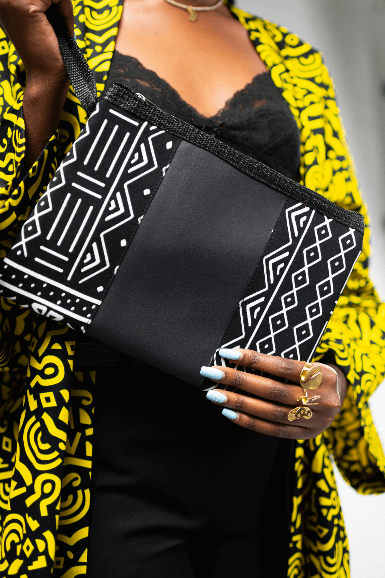 Shop Black and White Clutch Bag by ELISKIS on Arrai
