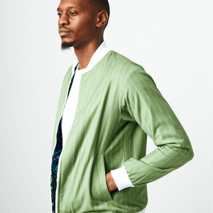 Shop Green Double Sided Bomber Suit Jacket by Genteel on Arrai. Discover stylish, affordable clothing, jewelry, handbags and unique handmade pieces from top Kenyan & African fashion brands prioritising sustainability and quality craftsmanship.