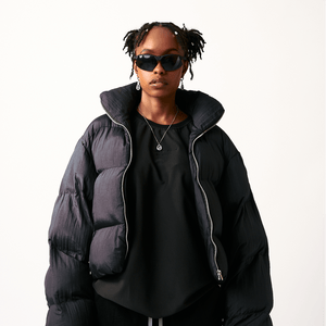 Shop Cropped Punk Puffer Jacket by Metamorphisized on Arrai. Discover stylish, affordable clothing, jewelry, handbags and unique handmade pieces from top Kenyan & African fashion brands prioritising sustainability and quality craftsmanship.