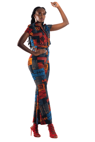 Shop Retro Print Flare Pants and Crop Top Set by Eva Wambutu on Arrai. Discover stylish, affordable clothing, jewelry, handbags and unique handmade pieces from top Kenyan & African fashion brands prioritising sustainability and quality craftsmanship.