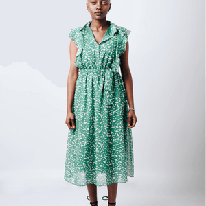 Shop Green Printed Midi Dress by The Fashion Frenzy on Arrai. Discover stylish, affordable clothing, jewelry, handbags and unique handmade pieces from top Kenyan & African fashion brands prioritising sustainability and quality craftsmanship.