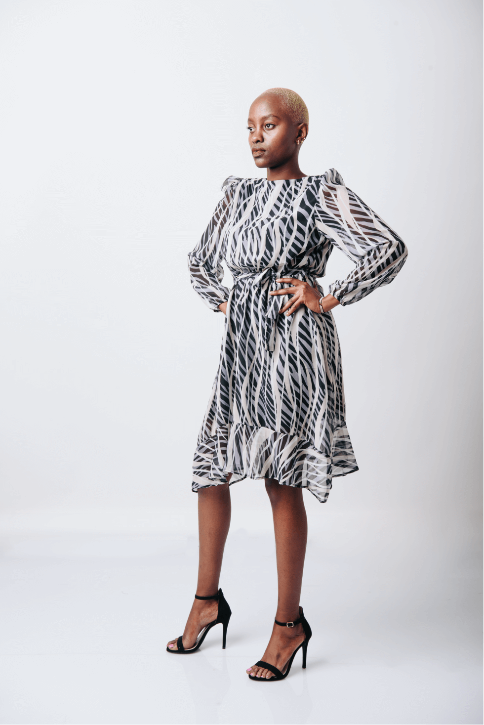 Shop Navy Printed A-line dress by The Fashion Frenzy on Arrai. Discover stylish, affordable clothing, jewelry, handbags and unique handmade pieces from top Kenyan & African fashion brands prioritising sustainability and quality craftsmanship.
