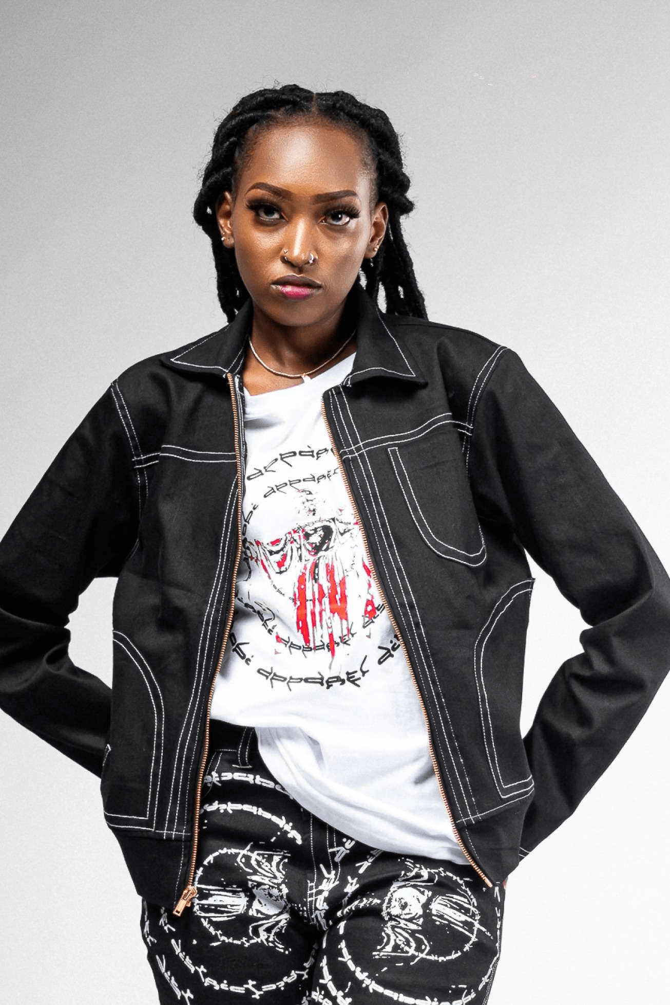 Shop JC Full Circle Black Denim Jacket by Nairobi Apparel District on Arrai. Discover stylish, affordable clothing, jewelry, handbags and unique handmade pieces from top Kenyan & African fashion brands prioritising sustainability and quality craftsmanship