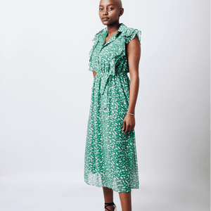 Shop Green Printed Midi Dress by The Fashion Frenzy on Arrai. Discover stylish, affordable clothing, jewelry, handbags and unique handmade pieces from top Kenyan & African fashion brands prioritising sustainability and quality craftsmanship.