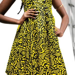 Shop Mimosa Printed Skater Dress by Cyami Custom Fit on Arrai. Discover stylish, affordable clothing, jewelry, handbags and unique handmade pieces from top Kenyan & African fashion brands prioritising sustainability and quality craftsmanship.