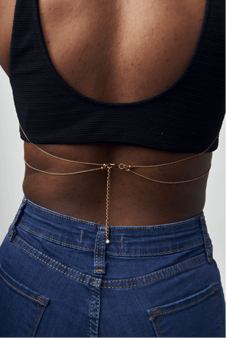 Shop Turquoise Geometric Bra Chain by Tiger Tail Twister on Arrai. Discover stylish, affordable clothing, jewelry, handbags and unique handmade pieces from top Kenyan & African fashion brands prioritising sustainability and quality craftsmanship.