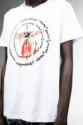 Shop JC Full Circle White Printed T-Shirt by Nairobi Apparel District on Arrai. Discover stylish, affordable clothing, jewelry, handbags and unique handmade pieces from top Kenyan & African fashion brands prioritising sustainability and quality craftsmans