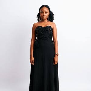 Shop Floor Length Black Evening Dress by The Fashion Frenzy on Arrai. Discover stylish, affordable clothing, jewelry, handbags and unique handmade pieces from top Kenyan & African fashion brands prioritising sustainability and quality craftsmanship.