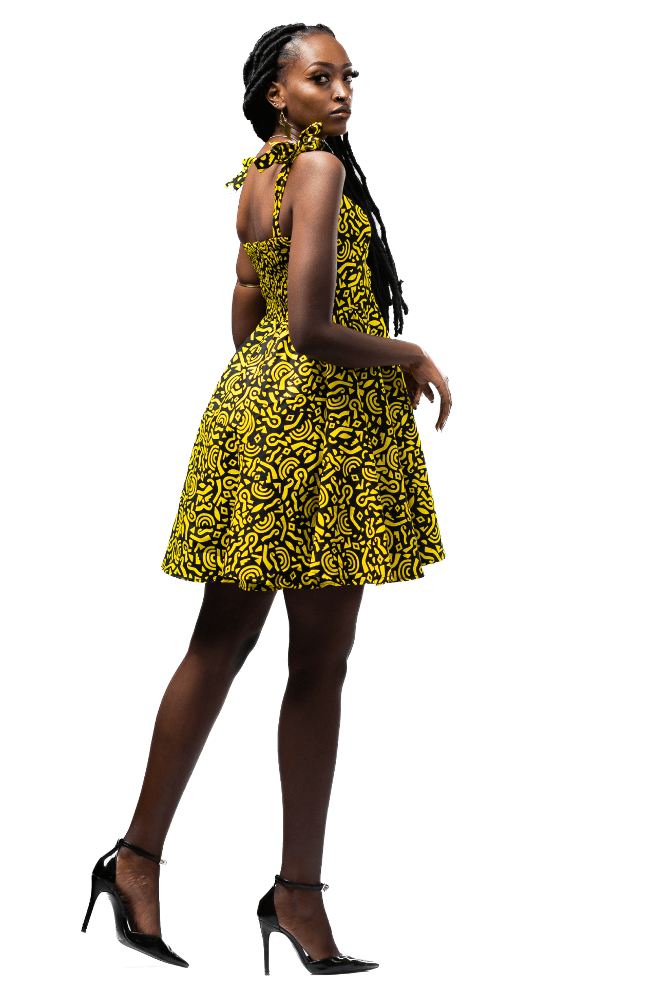 Shop Mimosa Printed Skater Dress by Cyami Custom Fit on Arrai