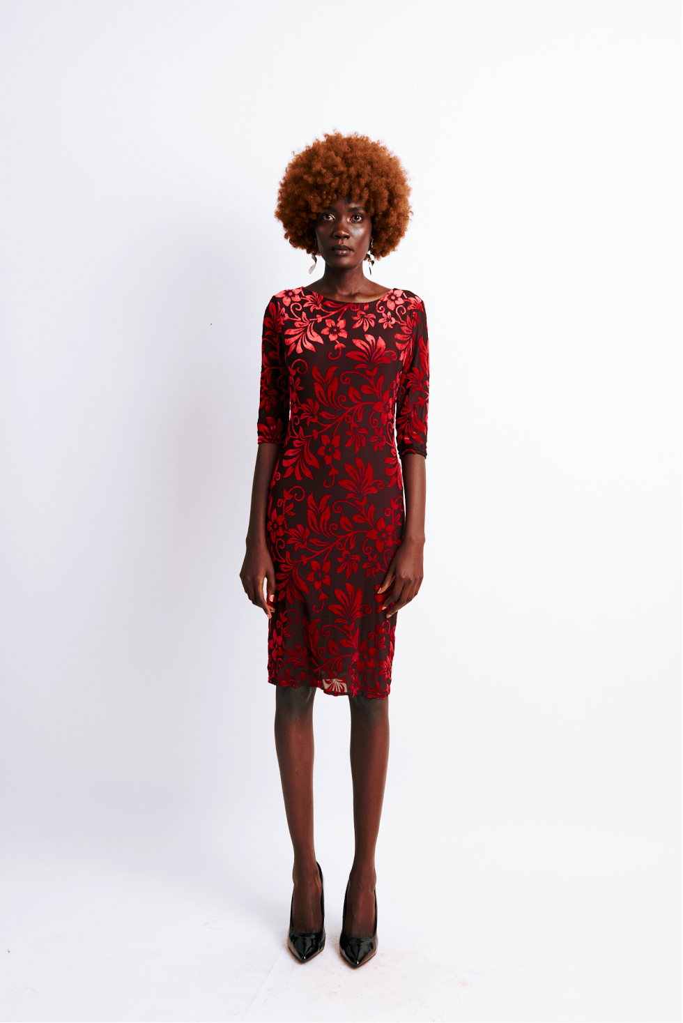 Shop Red Printed Bodycon Dress by The Fashion Frenzy on Arrai