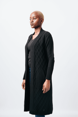 Shop Cosy Long Knit Cardigan by The Fashion Frenzy on Arrai. Discover stylish, affordable clothing, jewelry, handbags and unique handmade pieces from top Kenyan & African fashion brands prioritising sustainability and quality craftsmanship.