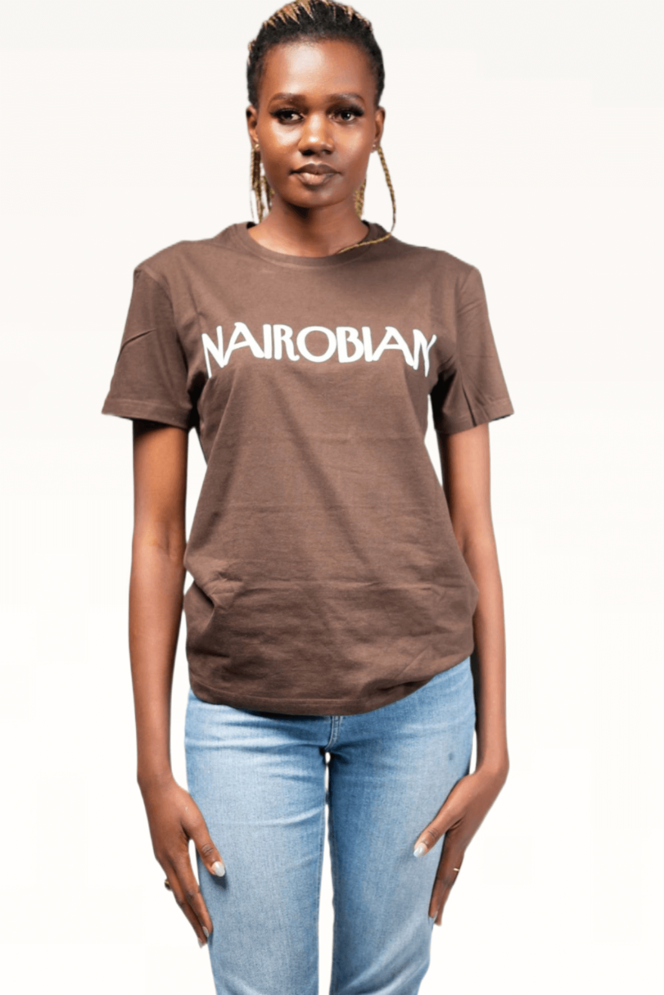 Shop Nairobian Plain T-Shirt (White Text Print) by Kali Works on Arrai. Discover stylish, affordable clothing, jewelry, handbags and unique handmade pieces from top Kenyan & African fashion brands prioritising sustainability and quality craftsmanship.